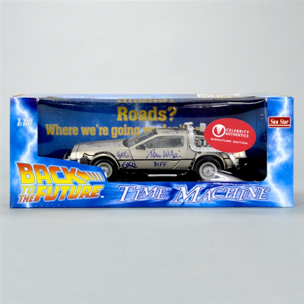 Michael J. Fox, Christopher Lloyd, Thomas Wilson, Lea Thompson, Claudia Wells and Bob Gale Autographed Back to the Future 1:18 Scale Die-Cast DeLorean
