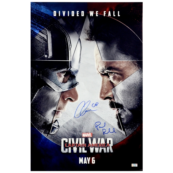 Chris Evans, Paul Rudd Autographed 2016 Captain America Civil War 16x24 Poster