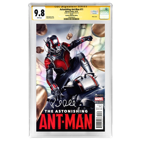 Paul Rudd Autographed 2016 Ant-Man #11 Celebrity Authentics Exclusive Variant Photo Cover CGC Signature Series 9.8 Mint