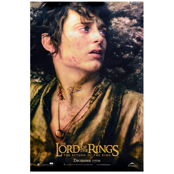Elijah Wood Autographed 2002 Lord of the Rings The Return of the King Original 27x40 Double-Sided Movie Poster