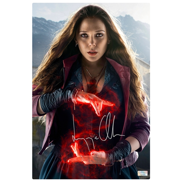  Elizabeth Olsen Autographed Avengers Age of Ultron Scarlet Witch 12x18 CinaPanel