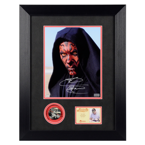 Ray Park Autographed Star Wars Darth Maul 8x10 Photo Framed With Darth Maul Pin