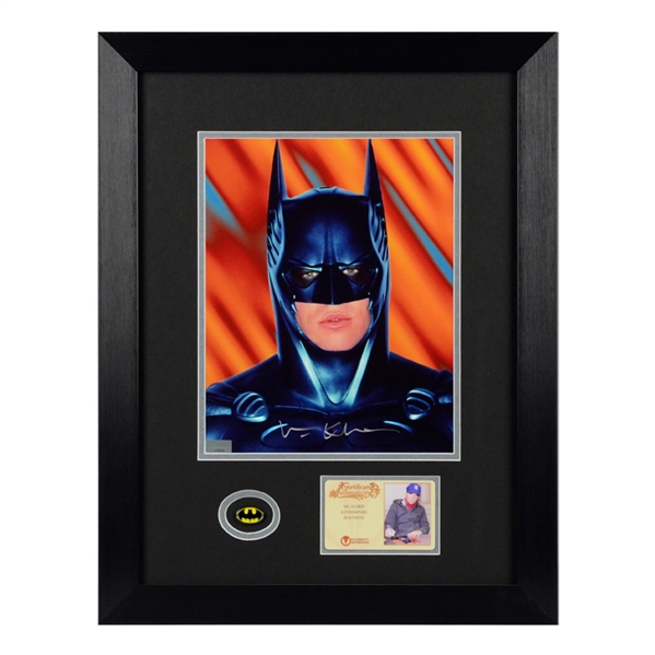 Val Kilmer Autographed Batman Forever 8x10 Photo Framed With Batman Logo Pin