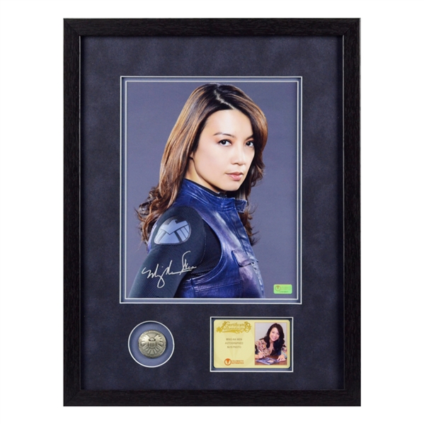Ming-Na Wen Autographed Agents of SHIELD Agent May 8x10 Photo Framed With SHIELD Pin