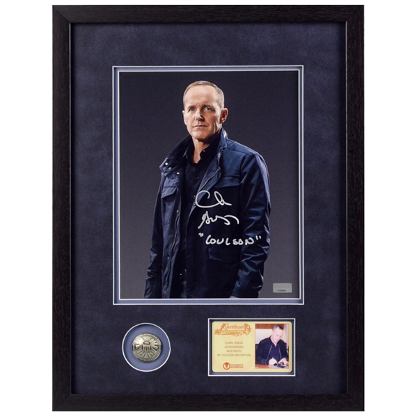 Clark Gregg Autographed Agents of SHIELD Director Coulson 8x10 Photo Framed With SHIELD Pin