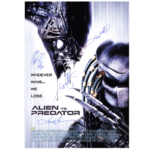 Lance Henricksen, Ian Whyte, Tom Woodruff Jr., Alec Gillis Cast Autographed Aliens vs Predator AVP Single-Sided 27x40 Movie Poster