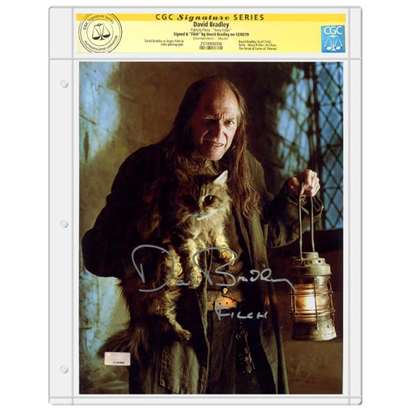 David Bradley Autographed Harry Potter Argus Filch 8×10 Photo * CGC SS