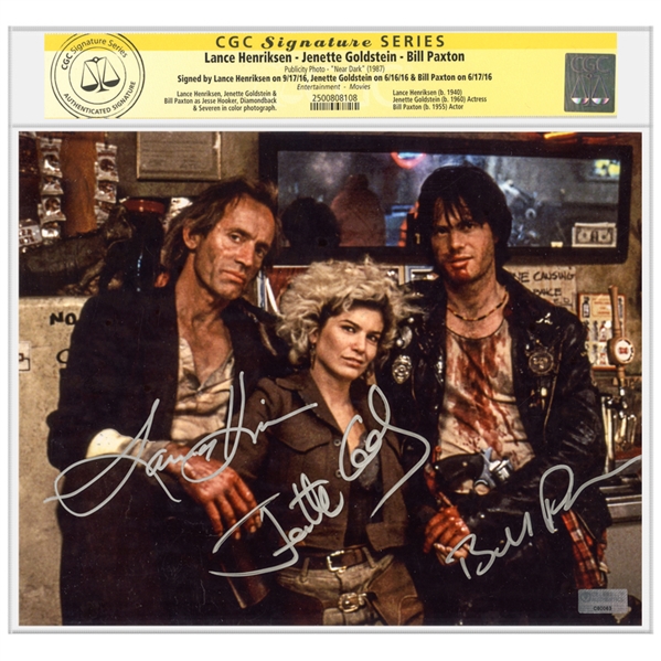 Bill Paxton, Jenette Goldstein, Lance Henriksen Autographed 1987 Near Dark 8x10 Photo * CGC SS