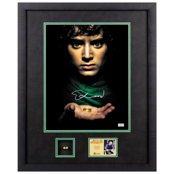 Elijah Wood Autographed Lord of the Rings Frodo 11x14 Framed Photo with Special Edition Lord of The Rings Engraved Collectors Ring