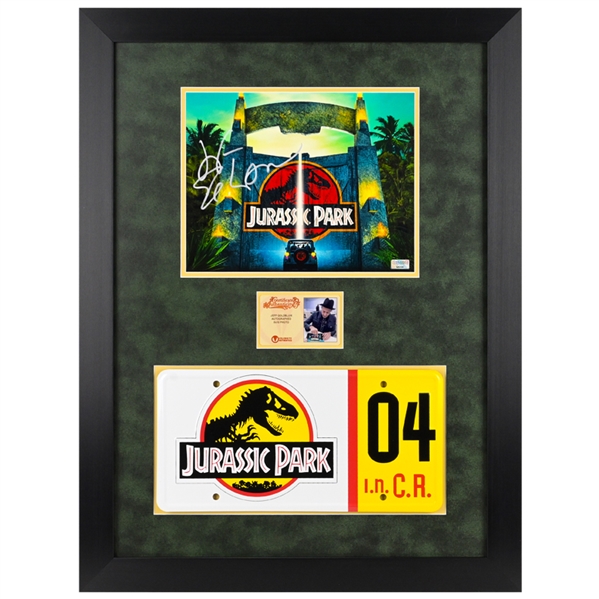 Jeff Goldblum Autographed Jurassic Park 8x10 Photo and License Plate Framed Display