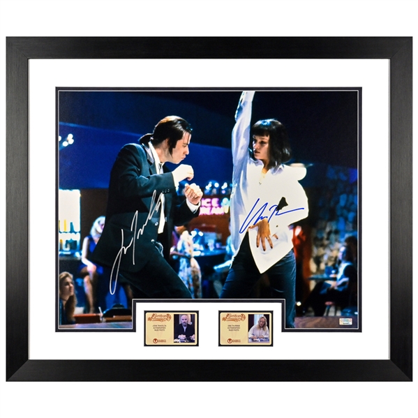 Uma Thurman and John Travolta Autographed Pulp Fiction 16x20 Classic Dance Framed Photo