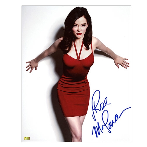 Rose McGowan Autographed Lady in Red 8×10 Photo