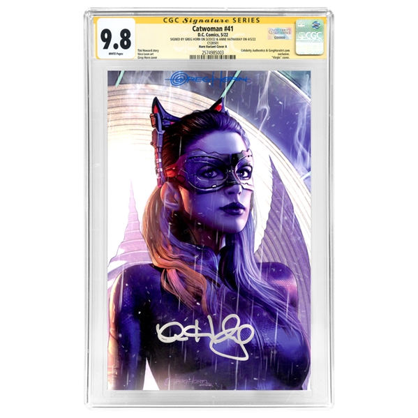 Anne Hathaway and Greg Horn Autographed 2022 Catwoman #41 Variant Cover CGC SS 9.8 (mint) *Very Rare!