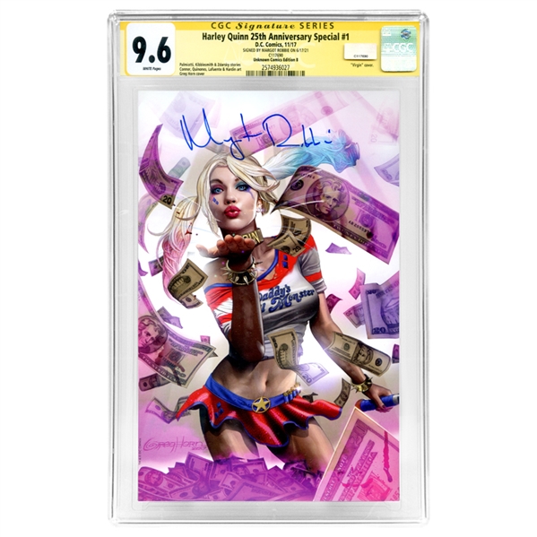 Margot Robbie Autographed Harley Quinn 25th Anniversary Special #1 Greg Horn Variant Cover CGC SS 9.6