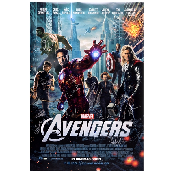 Avengers Cast Autographed Avengers Original Double Sided 27x40 Movie Poster