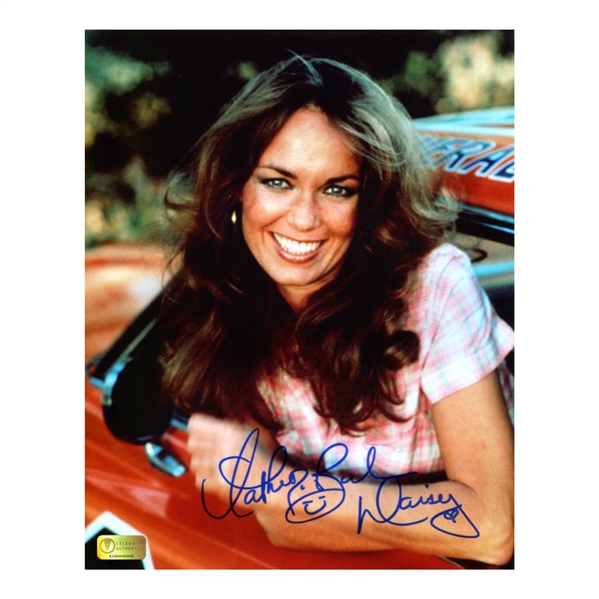 Catherine Bach Autographed Dukes of Hazzard General Lee 8x10 Photo