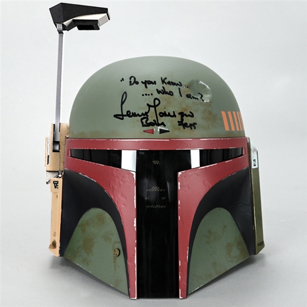 Temuera Morrison Autographed Star Wars The Black Series Boba Fett Re-Armored Premium Electronic Helmet with Inscription