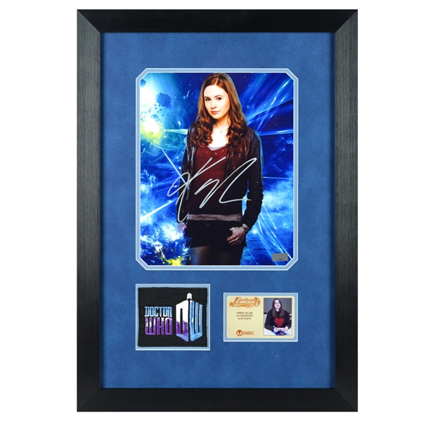 Karen Gillan Autographed Dr Who Amy Pond Time Warp 8x10 Photo Framed Display with Collector Pin
