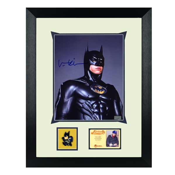 Val Kilmer Autographed Batman Forever 8x10 Studio Framed Photo with Fig Pin 