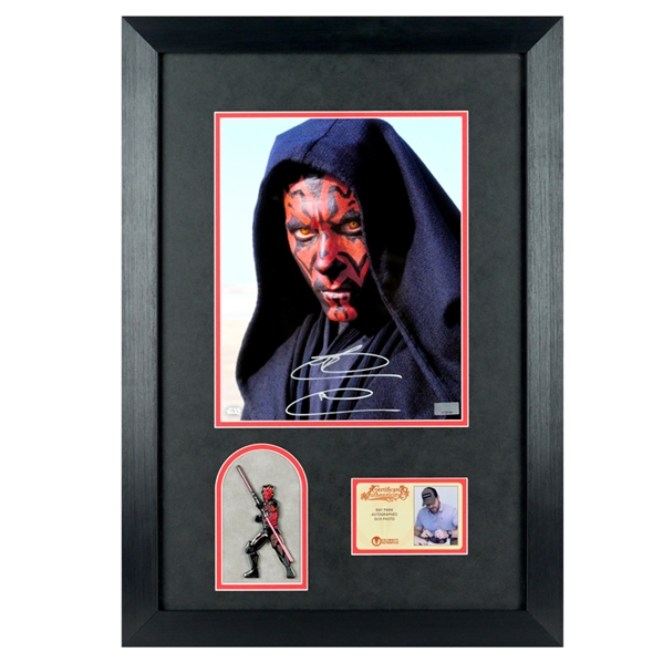 Ray Park Autographed Star Wars The Phantom Menace Darth Maul Tatooine 8x10 Photo Framed Display with Collector Pin
