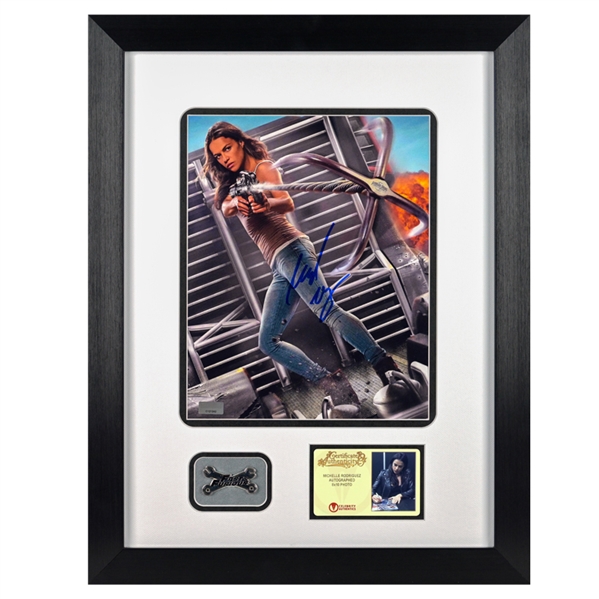 Michelle Rodriguez Autographed Universal Studios Fast and Furious Ride 8x10 Photo Framed Display with Collector Pin