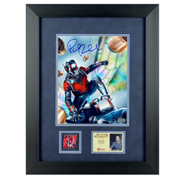 Paul Rudd Autographed Ant-Man Action 8x10 Photo Framed Display with Collector Pin