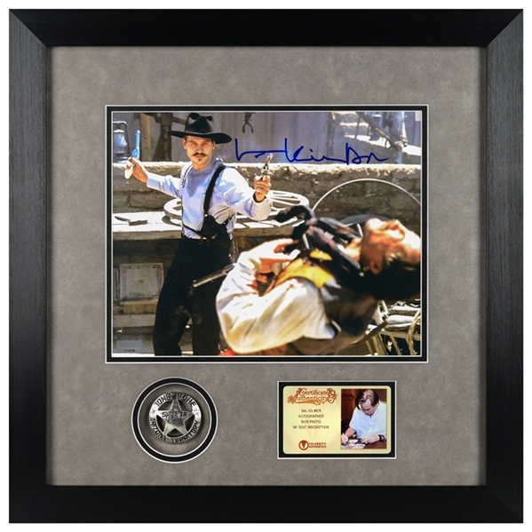 Val Kilmer Autographed Tombstone Doc Holliday OK Corral Gunfight 8×10 Photo Framed Display with Deputy Sheriff Badge