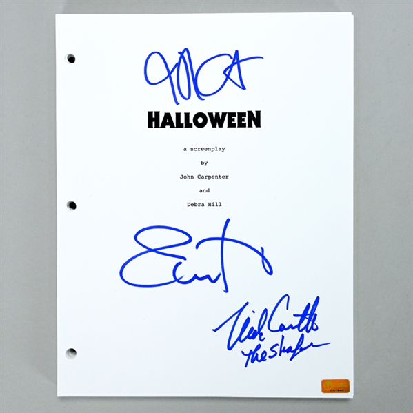 Jamie Lee Curtis, Nick Castle and John Carpenter Autographed Halloween Cast Script