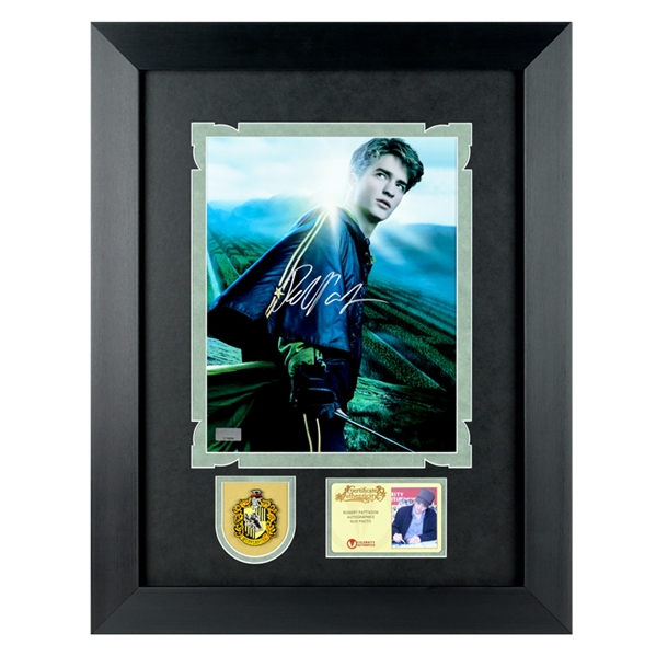 Robert Pattinson Autographed Harry Potter and The Goblet of Fire Cedric Diggory 11x14 Photo Framed Display with Collector Pin