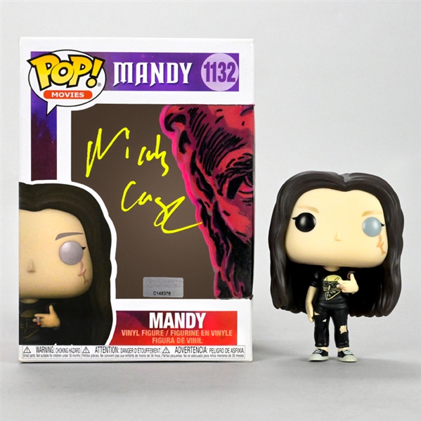  Nicolas Cage Autographed Funko Mandy Pop Vinyl Figure #1132 with Red Miller Original Artwork by Michael Toth