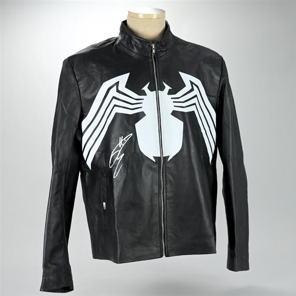 Tom Hardy Autographed Venom Logo Genuine Leather Jacket