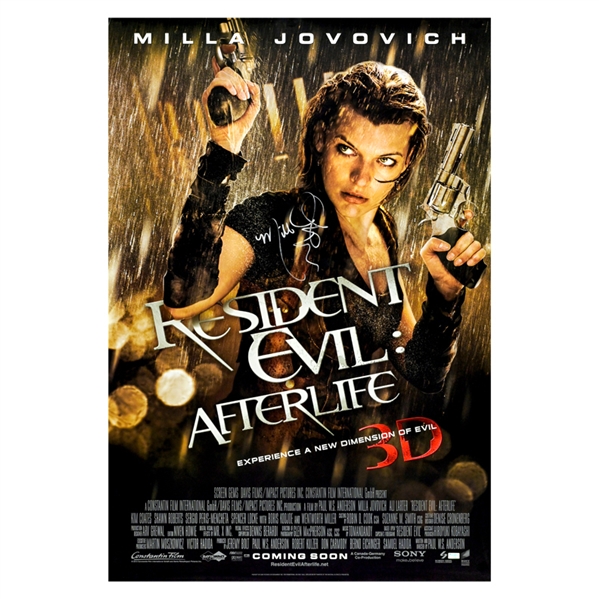 Milla Jovovich Autographed 2010 Resident Evil: Afterlife 27x40 Original Double-Sided B Movie Poster
