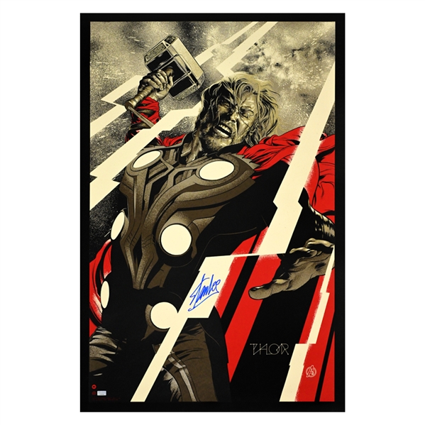 Stan Lee Autographed Mondo Avengers Thor Martin Anson 24x36 Screen Printed Poster