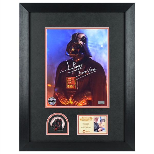 David Prowse Autographed Star Wars Darth Vader 8x10 Photo Framed Display with Collector Pin