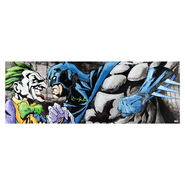 Val Kilmer Autographed Batman and Joker 36x13 Illustrated Canvas Display