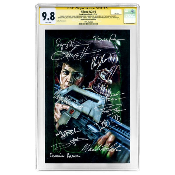 Sigourney Weaver, Bill Paxton, Lance Henriksen, Aliens Cast Autographed 2016 Aliens #v2 #4 with CA Exclusive Variant Cover CGC SS 9.8