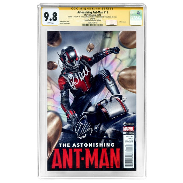  Paul Rudd and Evangeline Lilly Autographed 2016 Ant-Man #11 Celebrity Authentics Variant Movie Photo Cover CGC SS 9.8