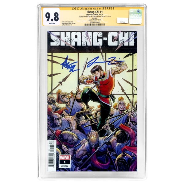Simu Liu, Andy Le Autographed 2020 Shang-Chi #1 Arthur Adams Variant Cover CGC SS 9.8