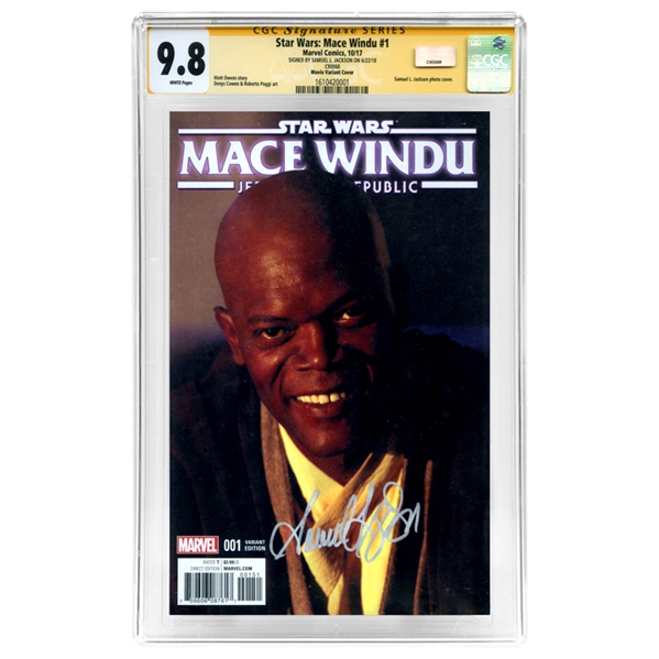 Samuel L. Jackson Autographed 2017 Mace Windu #1 CGC SS 9.8 Comic with Movie Variant Cover