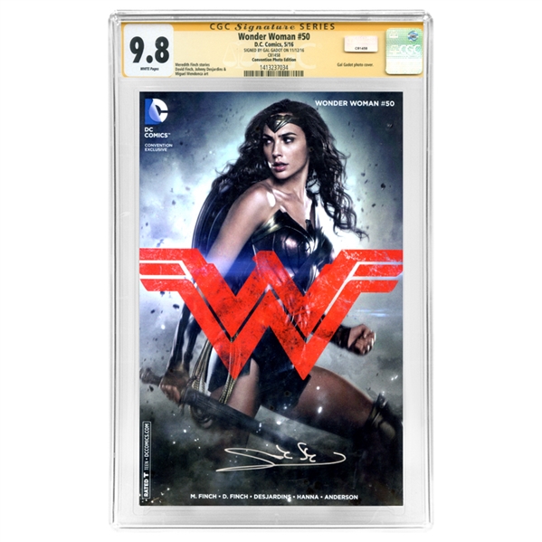 Gal Gadot Autographed 2016 Wonder Woman #50 WonderCon Photo Variant CGC Signature Series 9.8