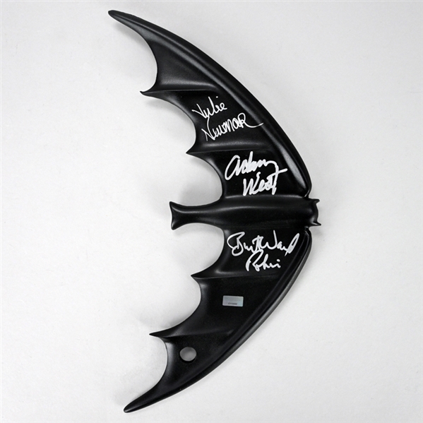 Adam West, Burt Ward, Julie Newmar Autographed Classic 1966 Batman 1:1 Scale Prop Replica Batarang