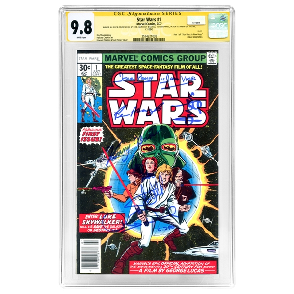 Harrison Ford, Carrie Fisher, Mark Hamill and Star Wars Cast Autographed Marvel 1977 Star Wars #1 CGC Signature Series 9.8