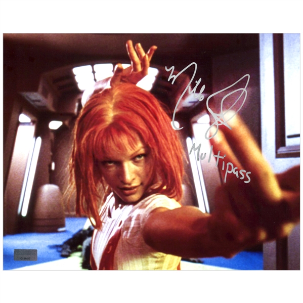 Milla Jovovich Autographed 1997 The Fifth Element Leeloo 8x10 Photo with Multipass Inscription
