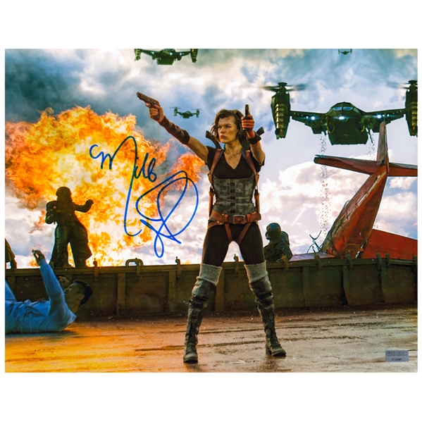 Milla Jovovich Autographed 2012 Resident Evil: Retribution Alice in Battle 11x14 Photo