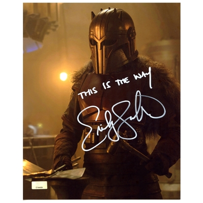Emily Swallow Autographed Star Wars: The Mandalorian Armorer 8×10 Photo with This is the Way Inscription