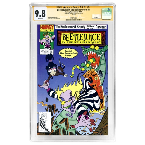 Michael Keaton Autographed 1991 Beetlejuice in the Netherworld #1 CGC SS 9.8