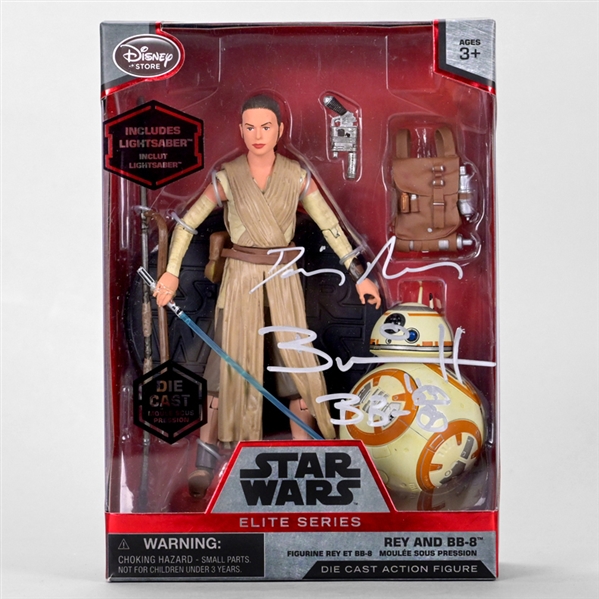 Daisy Ridley, Brian Herring Autographed Disney Store Star Wars: The Force Awakens Rey and BB-8 Elite Series Die Cast Figure Set