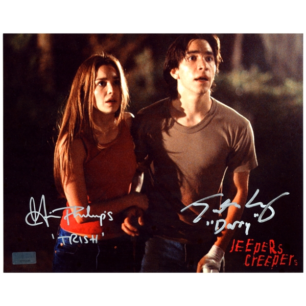 Justin Long, Gina Philips Autographed Jeepers Creepers 8×10 Photo with Inscriptions
