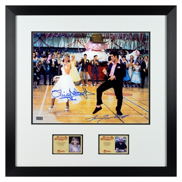 Olivia Newton-John and John Travolta Autographed Grease Dance Scene 11x14 Framed Photo