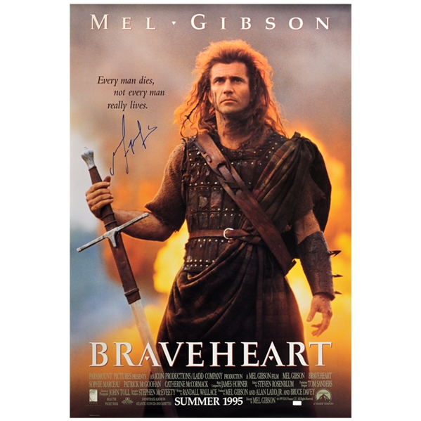 Mel Gibson Autographed 1995 Braveheart 27x40 Original Double Sided Movie Poster